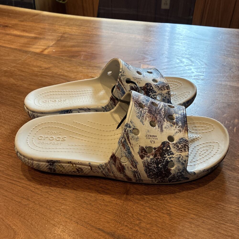 Crocs Realtree Aspect Classic Slides Atmosphere Men’s Size 10 (W12) Gray Blue